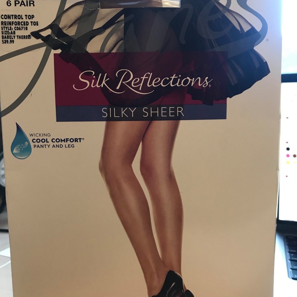 Silk Refections, silky sheer, REINFORCED TOE, Size AB, Color : Barely There